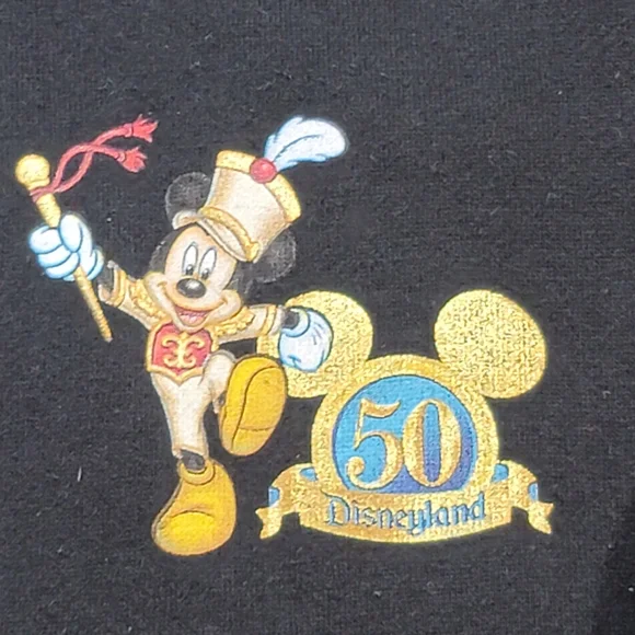 Disneyland Zip Up Hoodie Mens XL 50th Anniversary Jacket Black Mickey Mouse - Picture 3 of 9